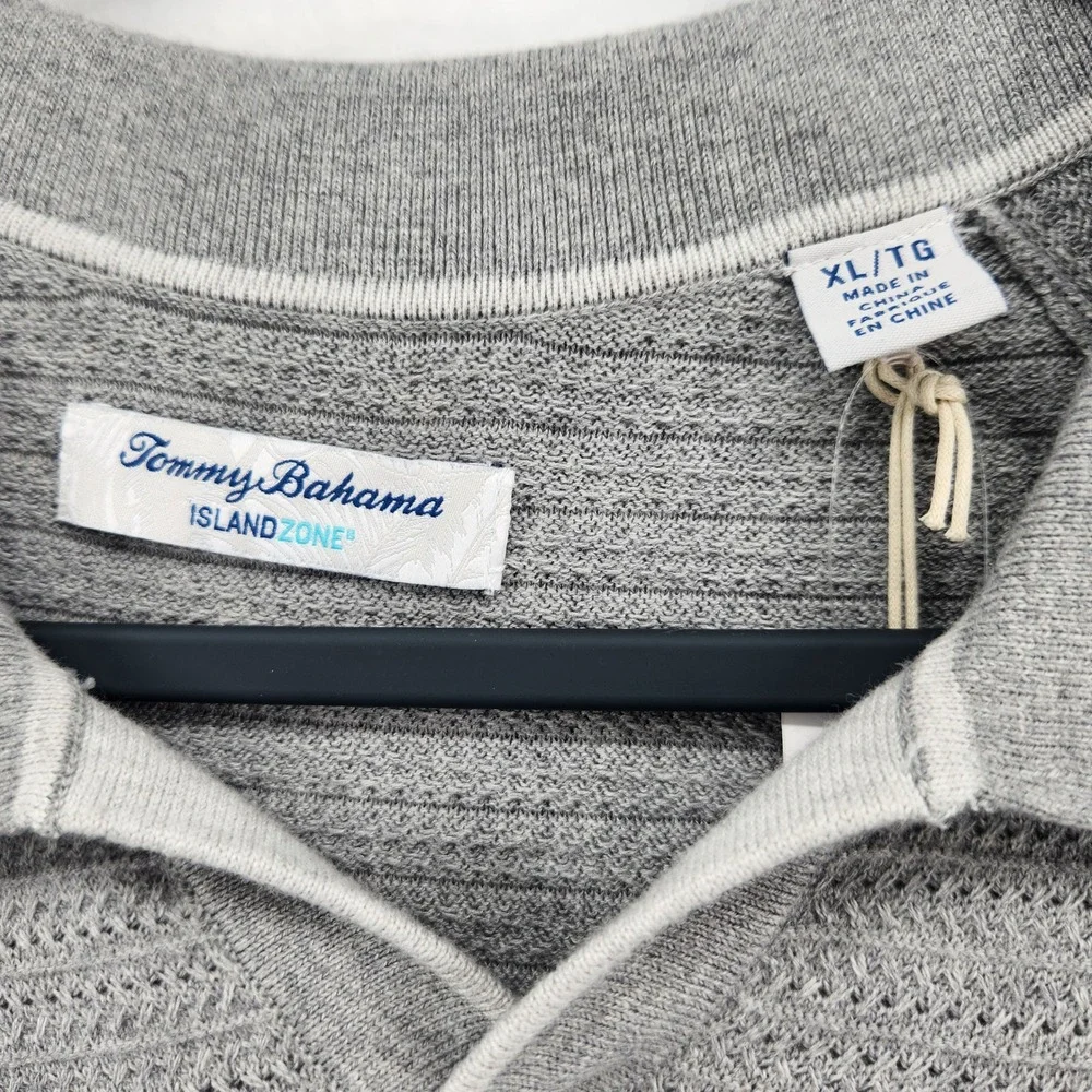Tommy Bahama Mens XL‎ Coolside Harbor LS Polo Sweater Grey ST424582 NEW